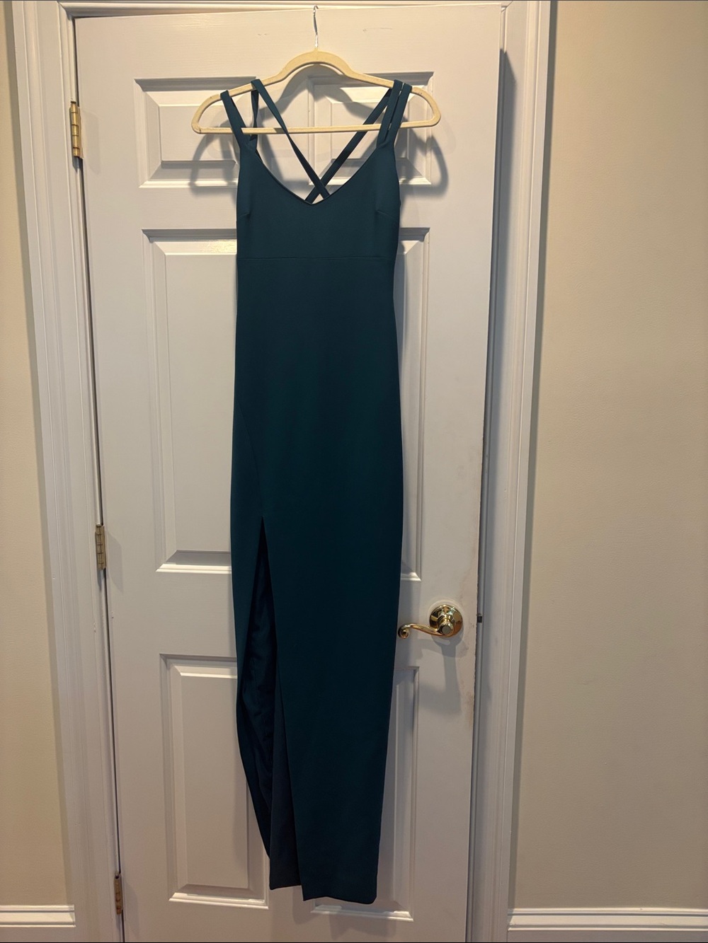cinq a sept Teal Maxi Dress with Crossed Back Straps